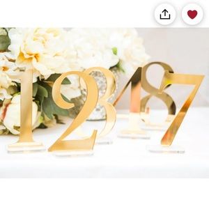 GOLD TABLE NUMBERS 1-10 WITH HOLDING STANDS